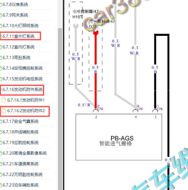 2024年长安CS75PLIS进气格栅和室外灯电路图