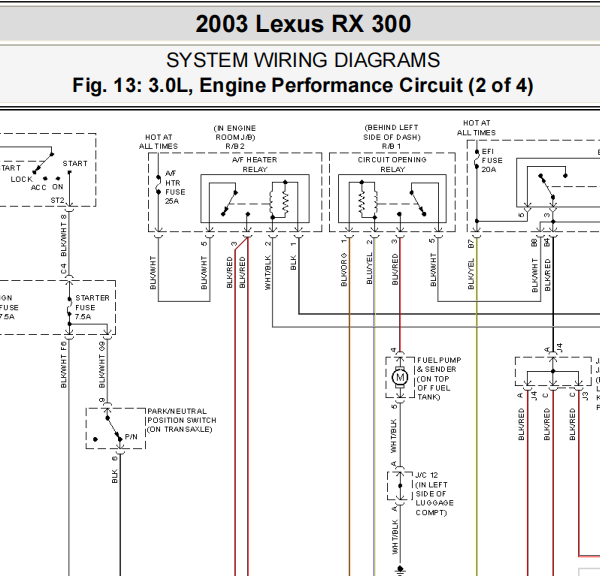 2003年雷克萨斯RX300发动机电路图