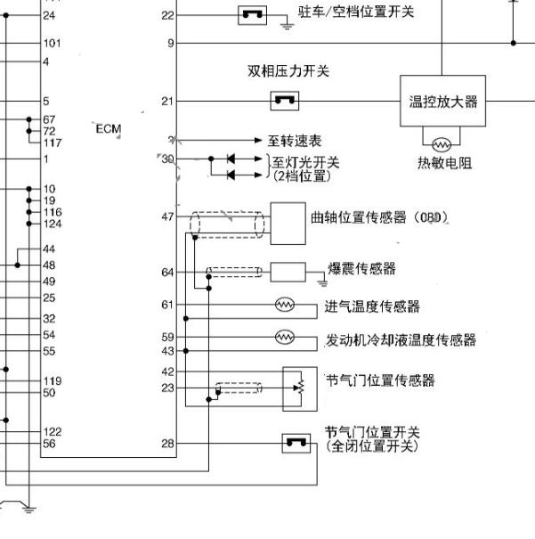 2007年日产帕拉丁发动机曲轴位置传感器电路图
