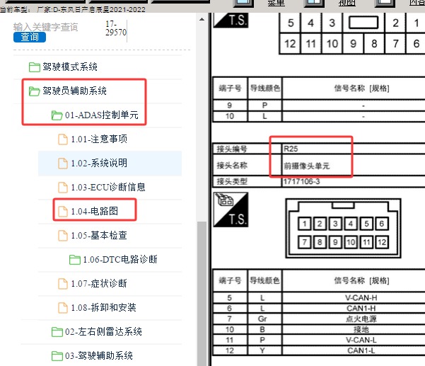 2021年东风日产启辰星摄像头针脚