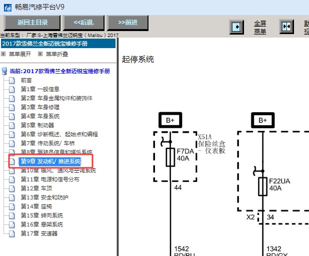 2017年雪佛兰迈锐宝启停电路图资料