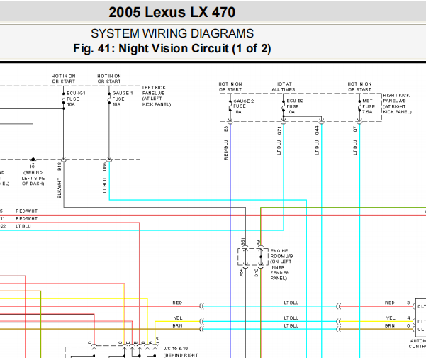 2005年雷克萨斯LX470 倒车影像电路图