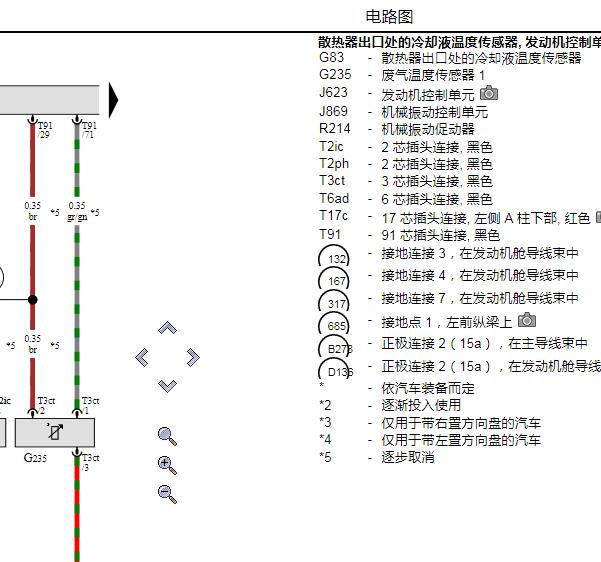 2016年奥迪A3冷却液温度传感器电路图