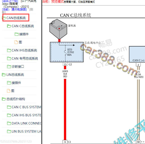 2021年广汽菲克指南者全车网络通讯电路图
