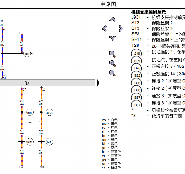 2013年奥迪S8 机脚支座电路图