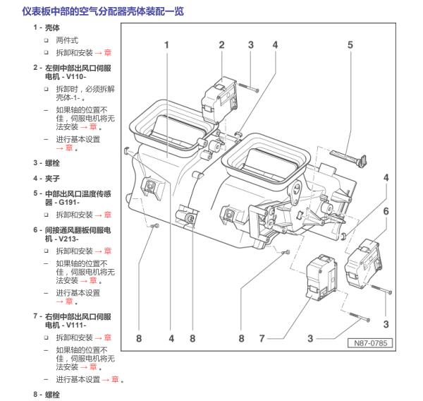 2012年大众辉腾空调伺服电机位置