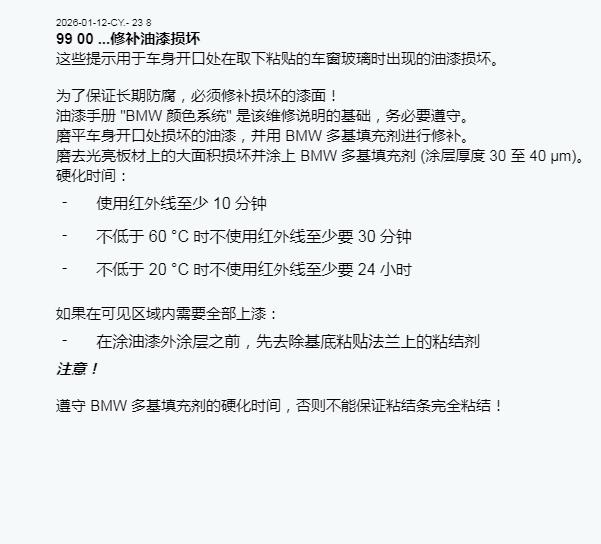 2025年宝马530Li车身油漆资料