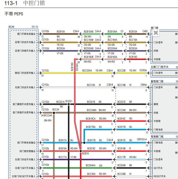 2023年江铃福顺中控门锁电路图