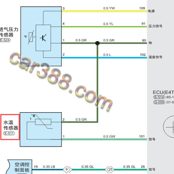 2018年奇瑞瑞虎8水温传感器电路图