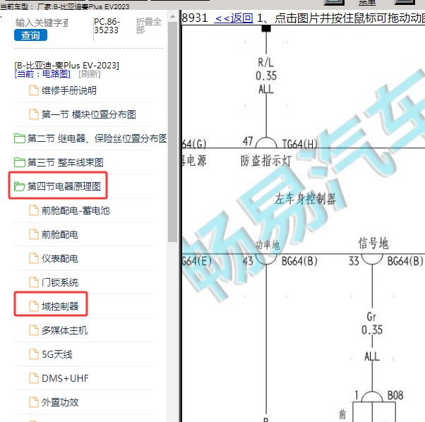 2023年比亚迪-秦Plus EV 左车身控制器电路图