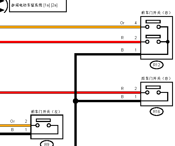 16年斯巴鲁力狮右前门碰开关3线路线路图