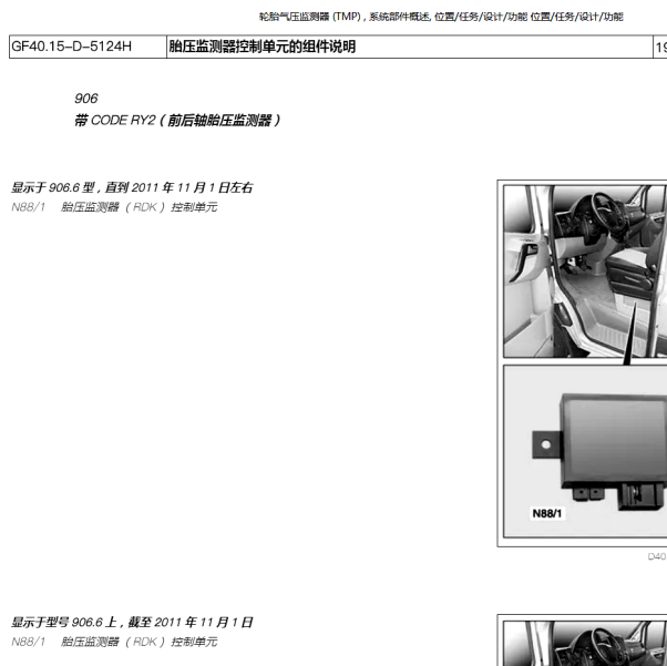 2013年奔驰斯宾特 胎压模块位置
