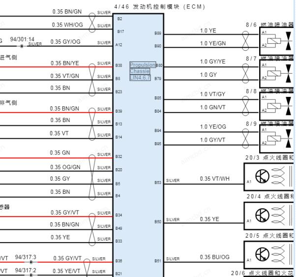 2020年沃尔沃XC60发动机电路图