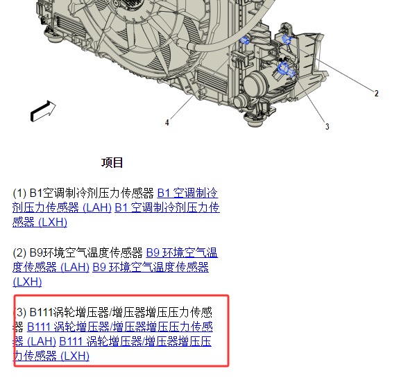 2022年别克昂科威PLUS 涡轮增压压力传感器位置
