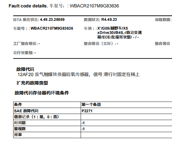 2021年宝马X5 1E0002  12AF20故障码资料