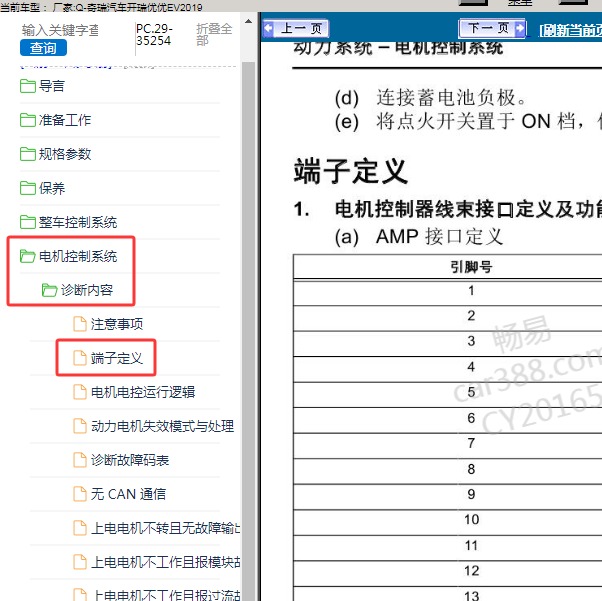 2019年奇瑞汽车-开瑞优优EV 电机控制器针脚