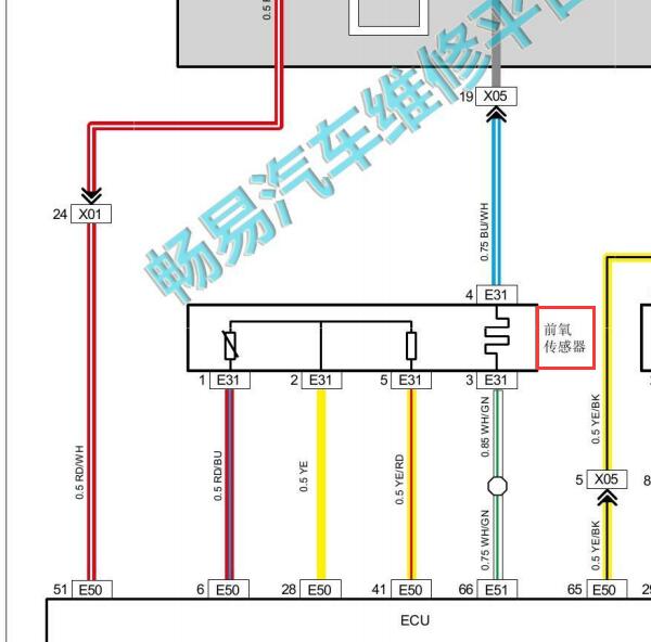 2022年长安星卡PLUS发动机前氧传感器电路图