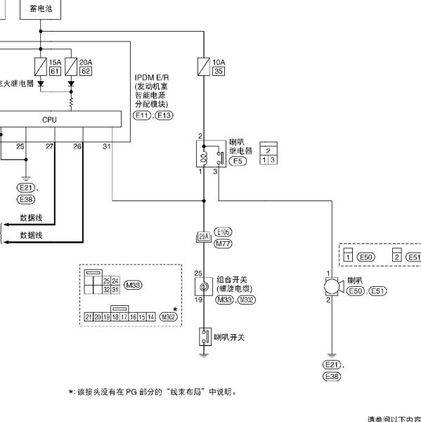 2009年日产骊威喇叭电路图