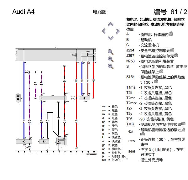 2017年奥迪A4L发动机电路图