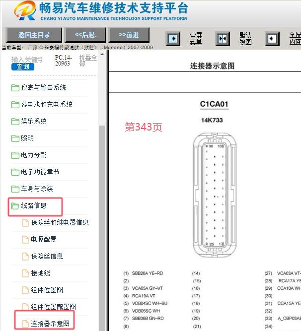 2007年福特蒙迪欧ABS针脚定义