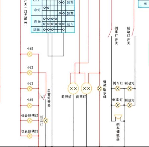 宇通客车大灯电路图