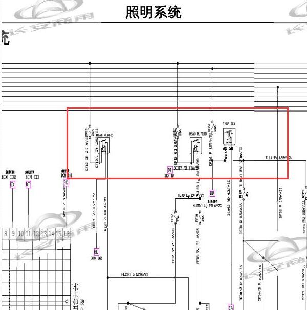 2017-2018年长安欧尚A800倒车灯电路图