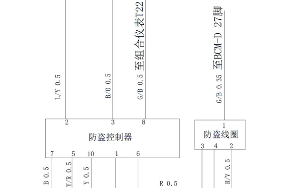 曙光汽车黄海4K22D4T发动机防盗电路图