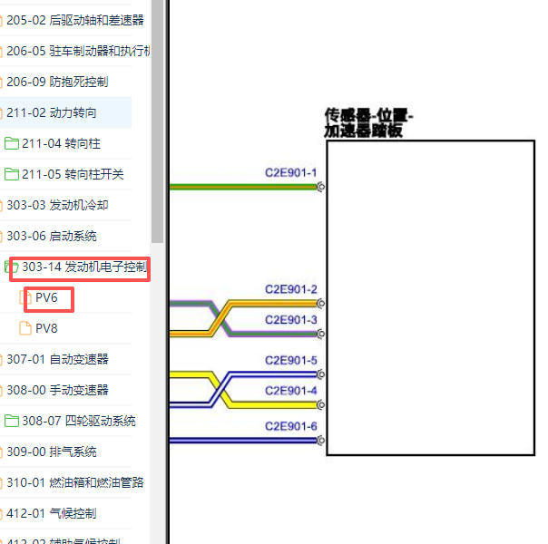 2016-2017年捷豹F-Type油门踏板电路图