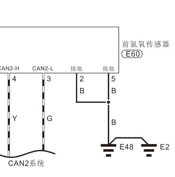2019-2021年日产锐骐皮卡YCY24165-61前氮氧传感器电路图