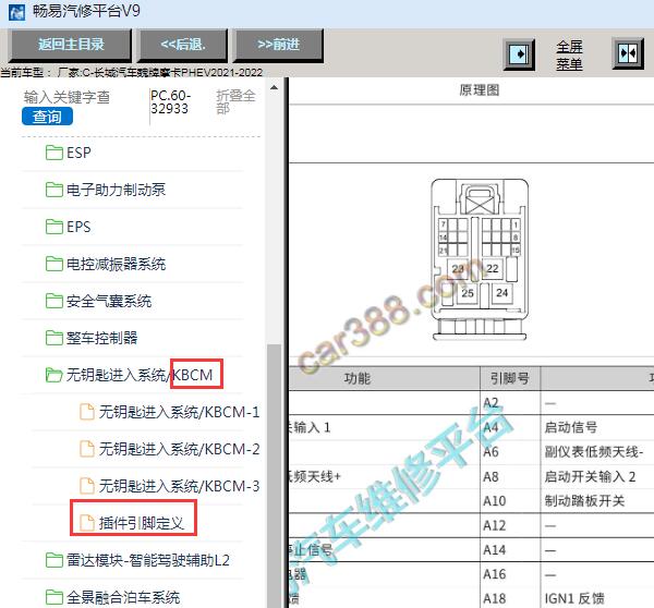 2021-2022年长城摩卡PHEV车身针脚定义