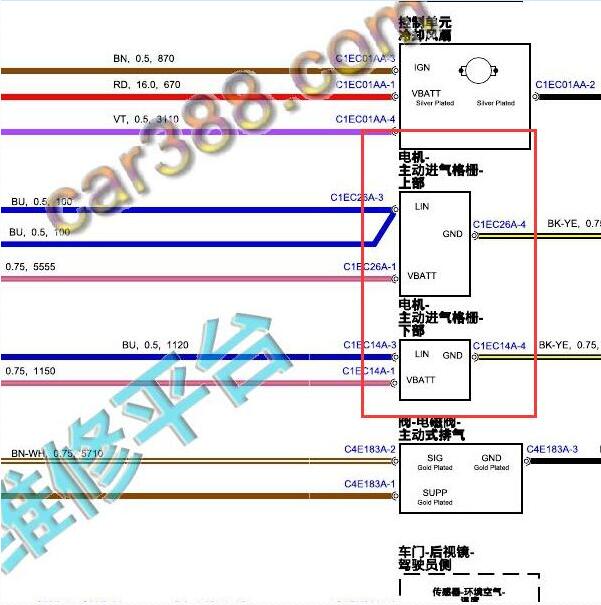 2020年路虎发现神行进气格栅电路图