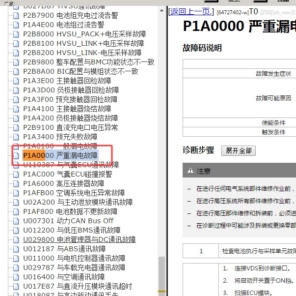 2025年方程豹钛3 P1A0000故障码维修手册
