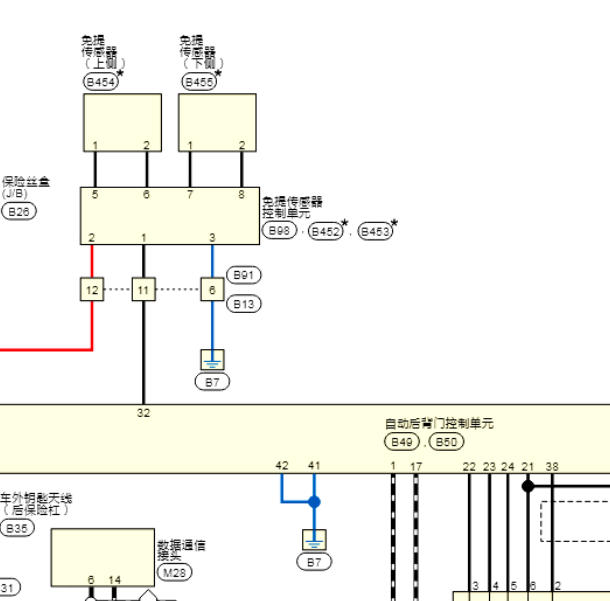 2019年日产楼兰自动尾门模块电路图
