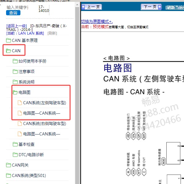 2014年东风日产-奇骏 通讯电路图