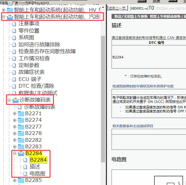 2023年一汽丰田-RAV4 B2284故障码资料