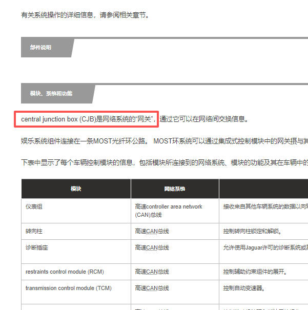 2010年捷豹XF网关说明