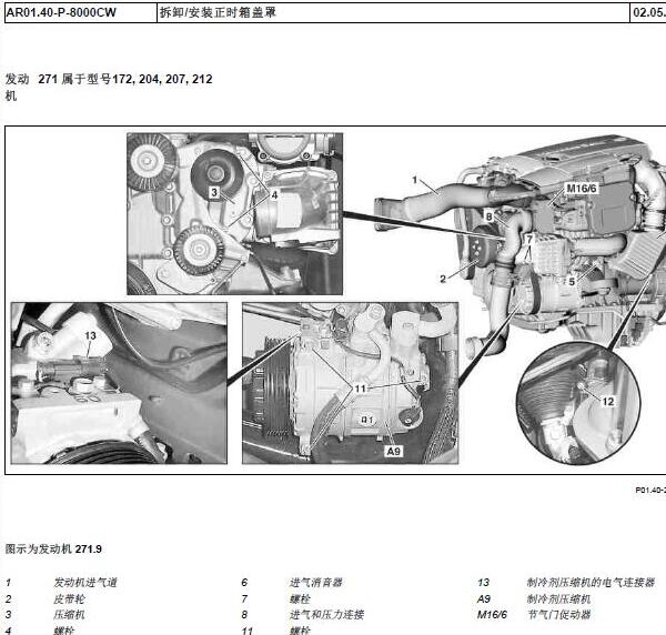 2010年奔驰E 200发动机维修手册