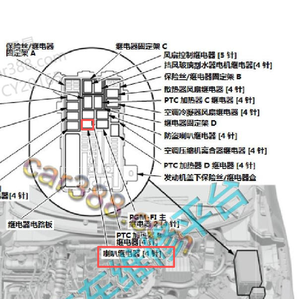 2019年本田凌派喇叭继电器位置
