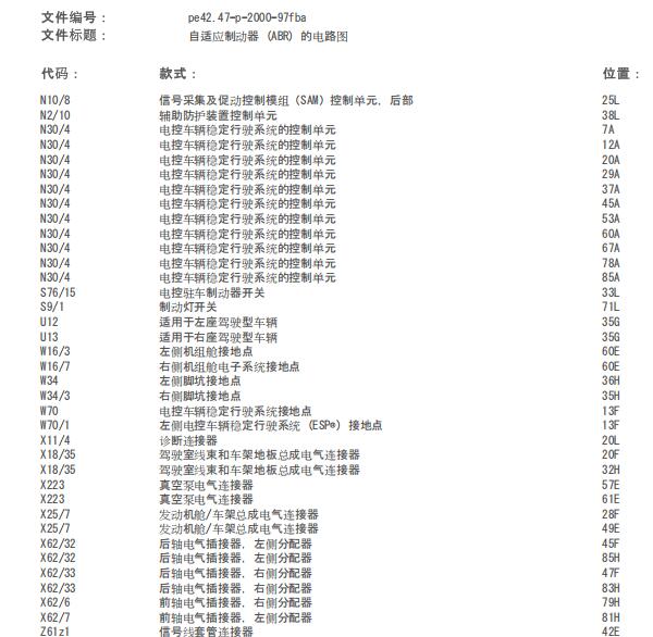 2018年奔驰C200手刹开关和ABS电路图