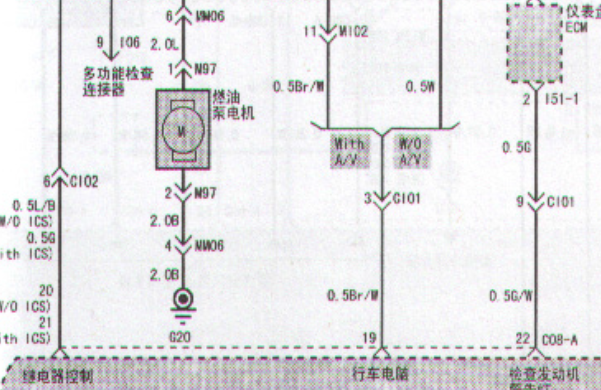 2004年现代雅科仕燃油泵电路图