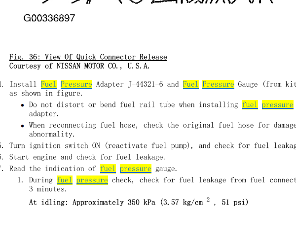 2004年日产阿曼达 汽油压力资料