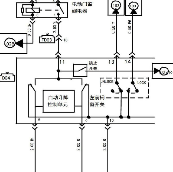 2010年江淮和悦车窗电路图