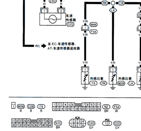 2012年日产D22仪表电路图和针脚图