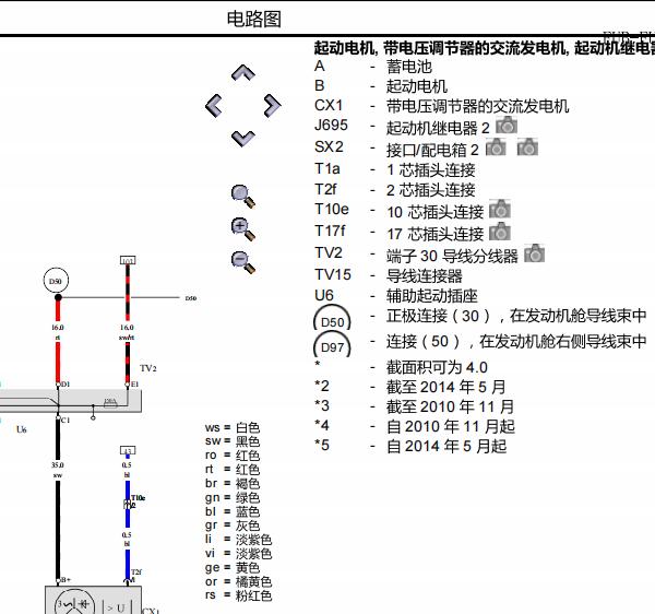 2014年大众途锐起动继电器电路图