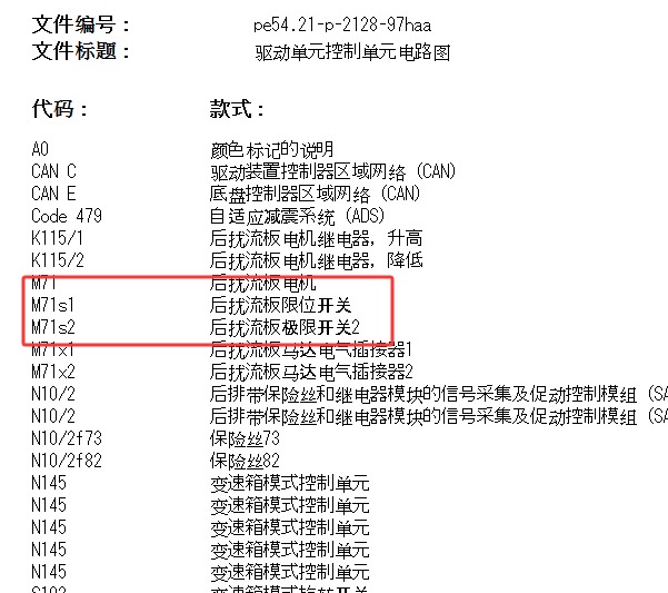 2001年奔驰SLS级AMG 后扰流板开关电路图