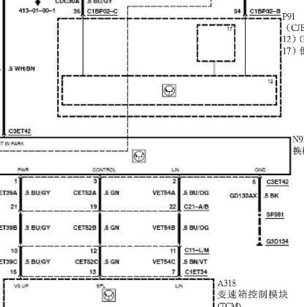 2008年福特S-MAX变速箱电路图