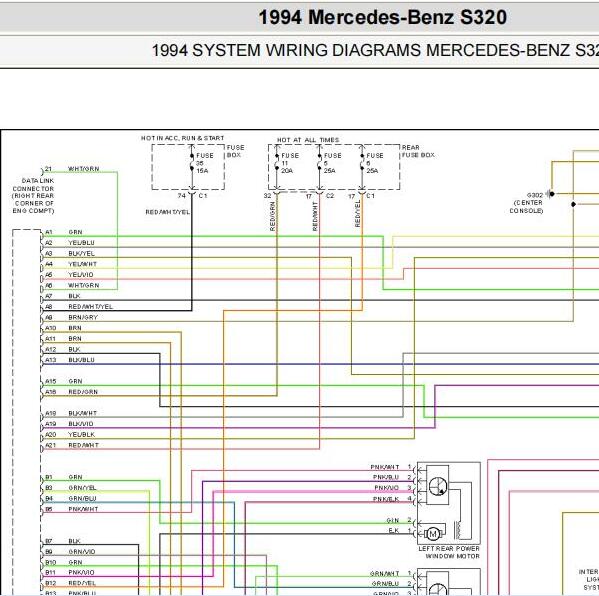 1994年奔驰S 320玻璃升降电路图