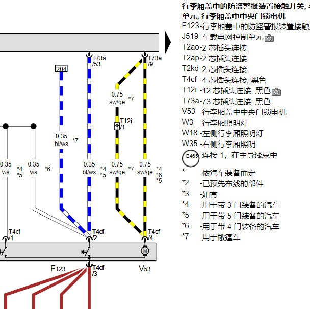 2017年奥迪A3L尾门锁电路图