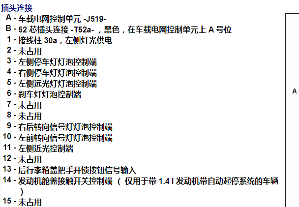 2011年大众帕萨特车身电脑针脚资料