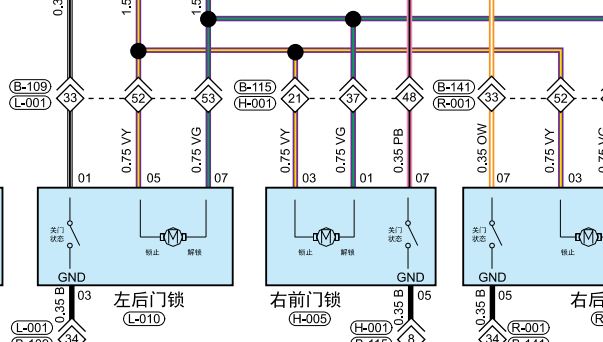 2026年奇瑞新能源iCAR V27右后门锁针脚图和电路图